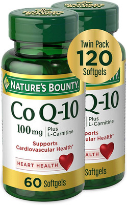 Coq10, Dietary Supplement, Supports Heart Health, 100Mg plus L-Carnitine, Twin P