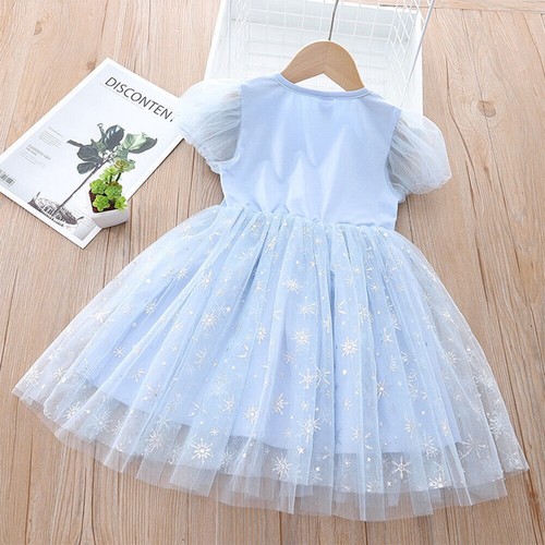 Girls Frozen Elsa Princess Dress Birthday Party Casual Sundress For Age 3-7 Y - Picture 5 of 7