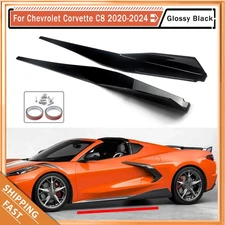 Side Skirts Extension Panel Lip For 2020-2024 Corvette C8 5VM Style Gloss Black