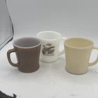 3 Vintage Fire King Milk Glass Coffee Mugs Cups Anchor Hocking USA DC3