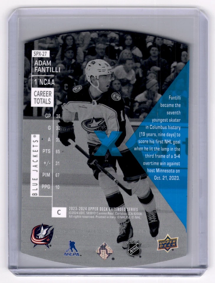 2023-24 Upper Deck Adam Fantilli SPx Holoview #SPX-27 UD Extended Series RC - Image 2 of 2