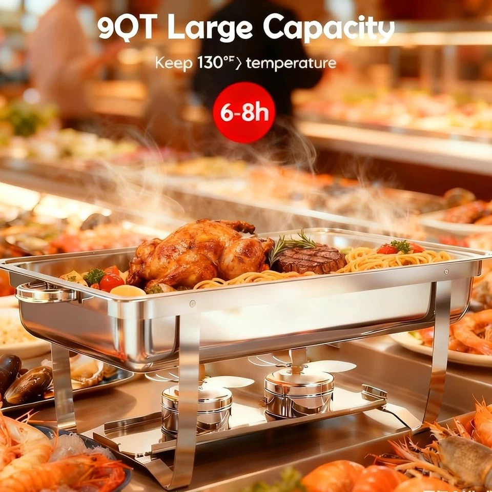 4x Chafing Dish Starter Set Warmhaltebehälter Speisewärmer Edelstahl 1x 1/1 GN - Bild 3 von 4