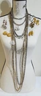 Vintage to Now Costume Jewelry Lot Gold & Silver Tone Necklace & Earrings 25 Pcs