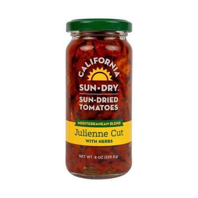 California Sun Dry, Sun-Dried Tomatoes in oil with Herbs, Julienne Cut, 8 Oz Jar