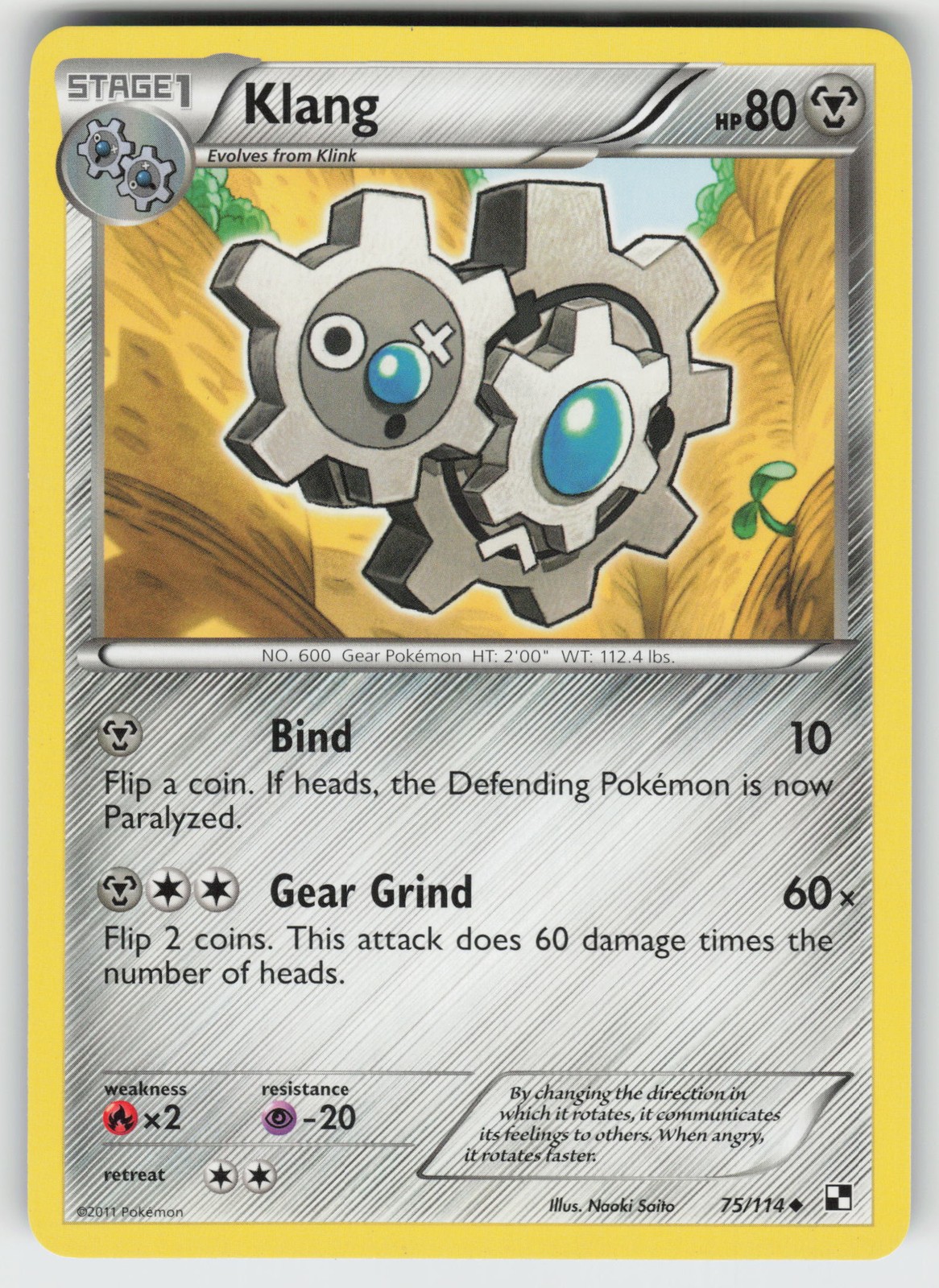 Klang Black and White 75/114 Uncommon LP Pokemon