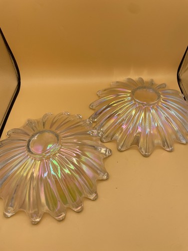 (169D) Set of Federal Glass Bowls Iridescent Carnival Celestial Scalloped Edge - Picture 5 of 5