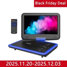ieGeek 11.5" Portable DVD Player Swivel Screen Region Free Rechargeable Battery