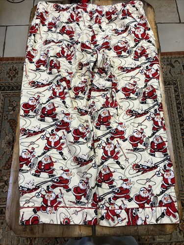 Nick & Nora Retro Vintage Santa Skiing Sledding Flannel Pajama Size XL - Picture 6 of 9