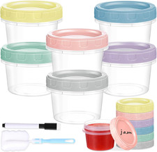6pcs 4 oz Plastic Food Containers with Screw Lids Reusable Leakproof Microwave