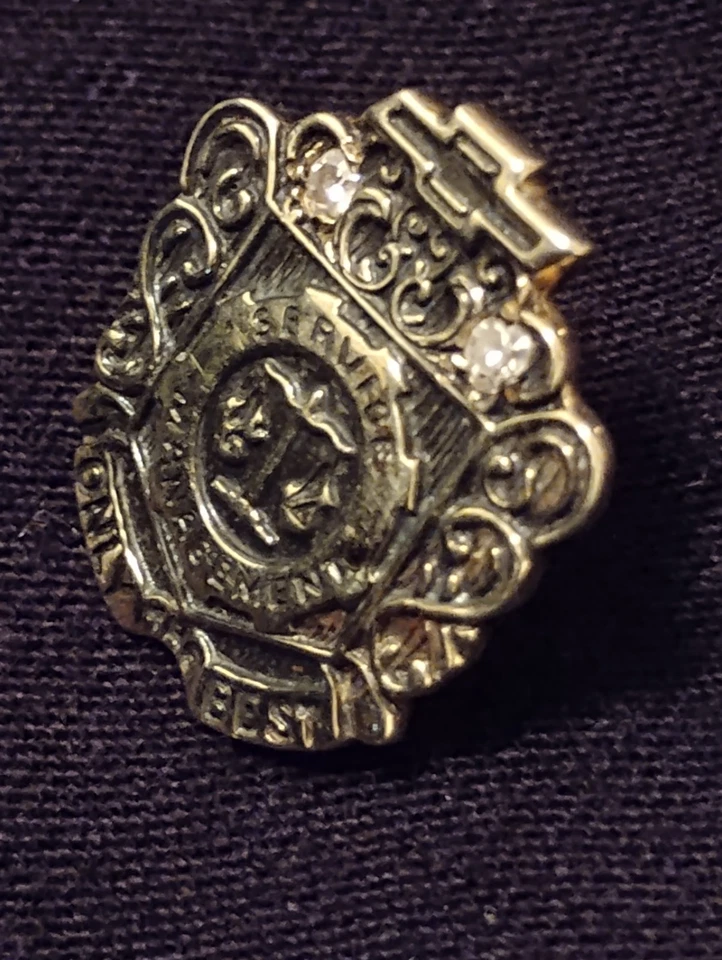 Chevrolet Service Management 1950 2 diamantes 10 k 3,0 gramos premio solapa pin antiguo Foto 3 de 3