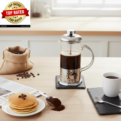 Macchina da caffè monoporzione French Press, 12 oz mini acciaio inox e vetro - Foto 2 di 5