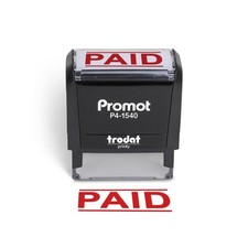 Promot Paid Stamp Self Inking - for Office, 9/16 x 1 1/2 inches, Red Ink 
