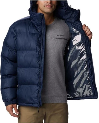 New Men's Columbia Pike Lake II Hooded Navy Puffer Jacket Size Medium - product listing photo