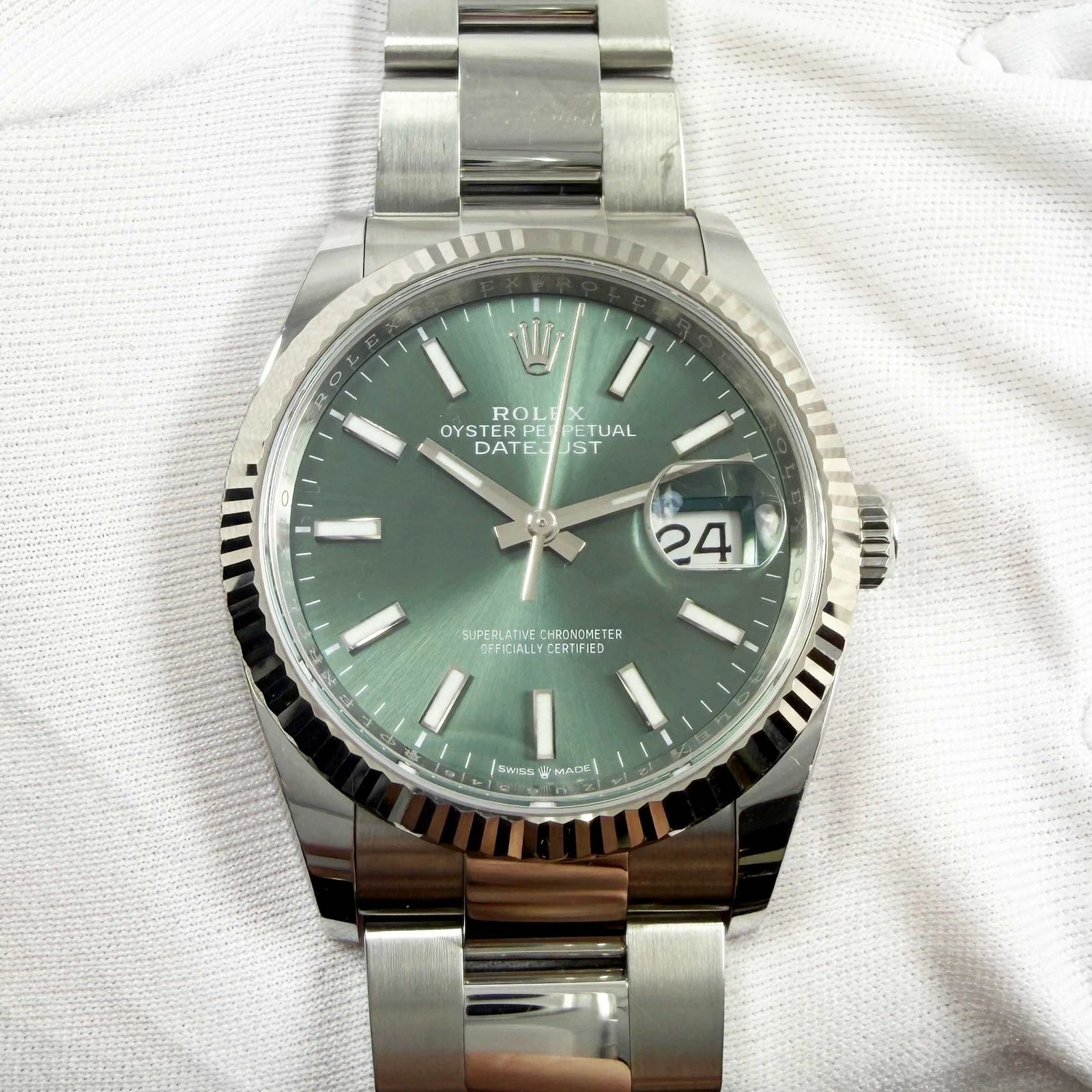 Rolex — 2024 Rolex Datejust 126234 36MM Mint Green Dial Steel Box Papers