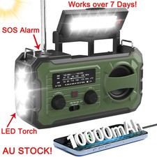 100000mAh Wind Up Solar Radio Emergency Hand Crank Power Bank FMAM Radio Torch