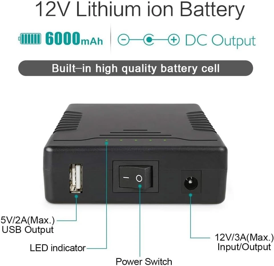 Rechargeable Lithium Ion Battery Pack with Dual Outputs for LED & CCTV Devices - Image 4 of 4