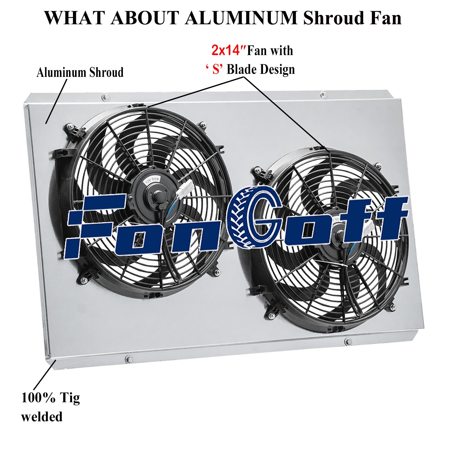 Aluminum Shroud Electric Fan For 1992~93 Chevy GMC C/K 2500 3500  6.5L V8 Diesel