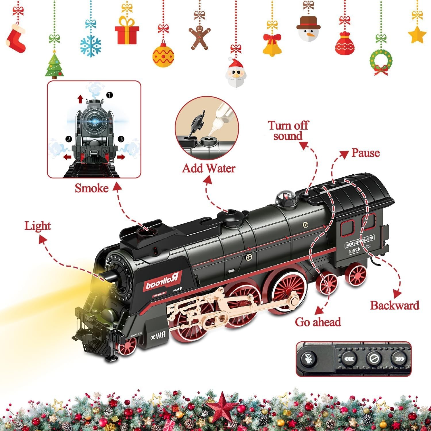 Electric Train Sets for Kids Metal Alloy Christmas Train Toys Steam Locomotive,