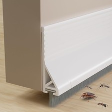 2 Pack Door Sweep with Brush, 39" Silicone Under 39in*2 Pack, White