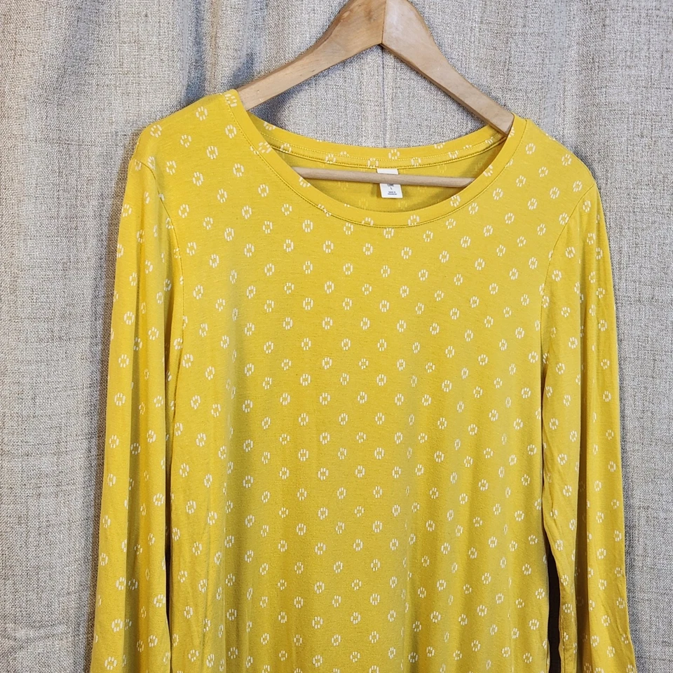 Camiseta Pullover Old Navy Luxe Manga Larga Para Mujer L Amarilla Dobladillo Redondo Alto-Bajo Suave Foto 2 de 4