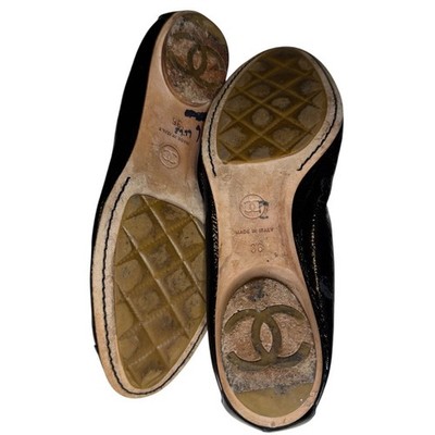 Chanel Black Patent Leather Ballet Flats – Size 36 – Cap Toe with