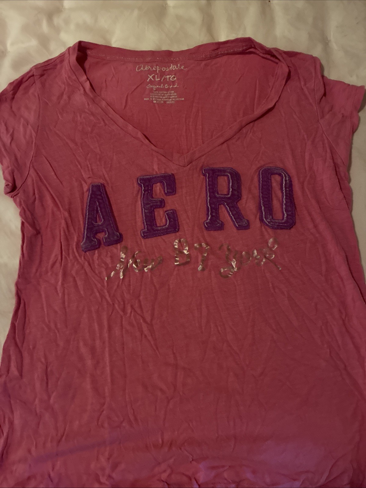 Aeropostale Women's Short Sleeve T-Shirt Pink And Purple Size XL