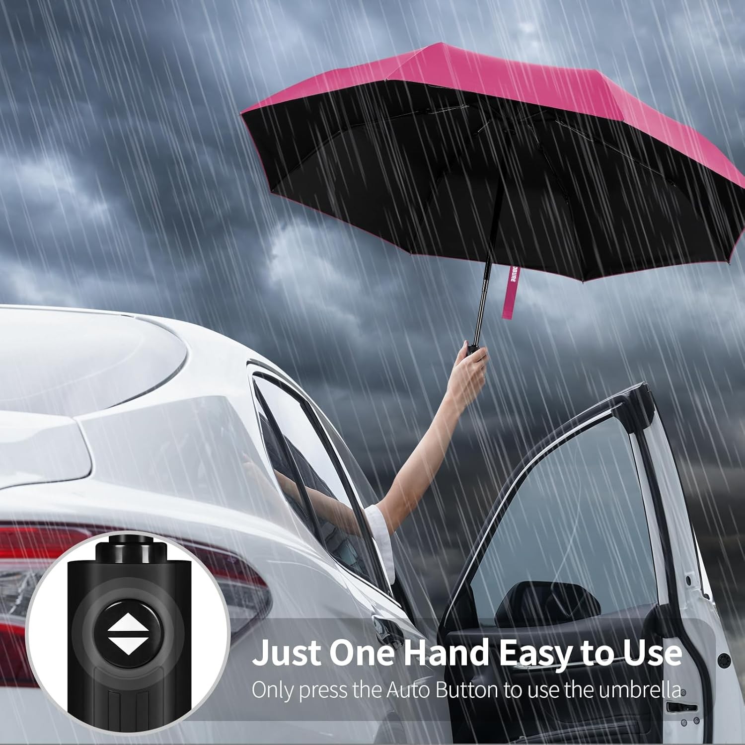 Yoobure Windproof Travel Umbrella Automatic Compact Foldable UV Rain Sun