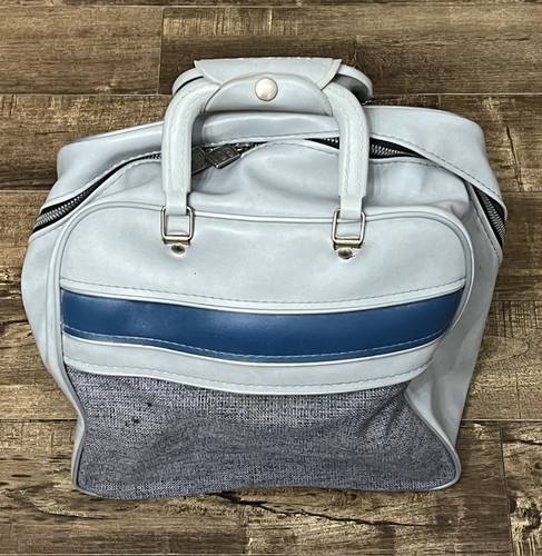 Brunswick Single Bowling Ball Bag With Metal Rack Light Gray Striping Pre Owned - Picture 2 of 3