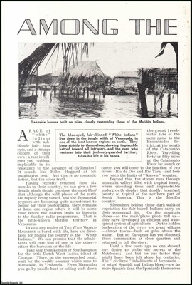 AMONG THE WHITE INDIANS, VENEZUELA. WIDE WORLD MAGAZINE : TRUTH REALLY