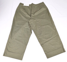 NWT CHAUS Stretch Side Zip Capris SZ 16 Secret Stretch Waist Olive Green
