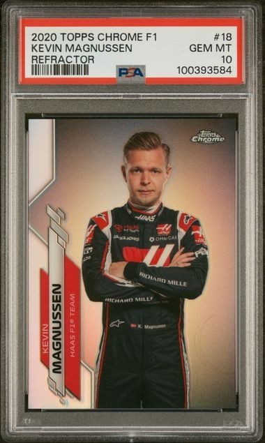2020 TOPPS CHROME FORMULA 1 #18 KEVIN MAGNUSSEN REFRACTOR PSA 10