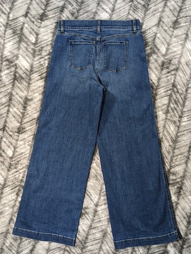 NWT Spanx Seamed Front Wide Leg Jeans Elastic Waist Stretch Women XL X 32 Inseam - Picture 2 of 13
