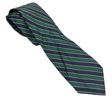 Double Stripe Men's Blue & Green Necktie *Pre-owned CHECK DESCRIPTION