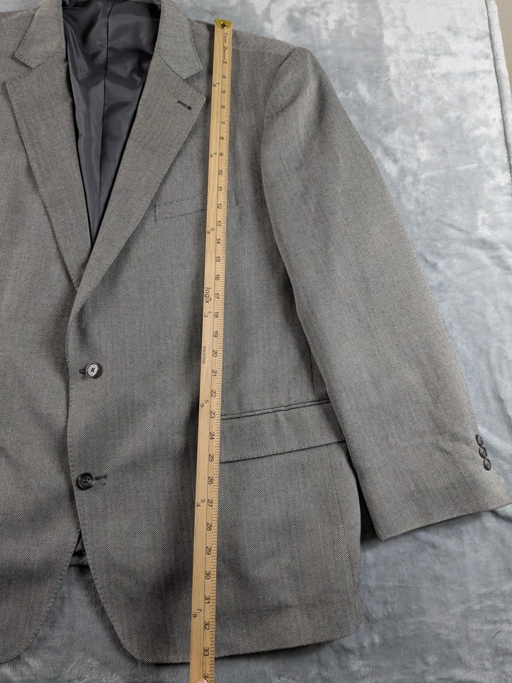 Oak Hill Blazer Men 2XL 50/52R Gray Herringbone Sport Coat Jacket Classic Preppy - Image 3 of 4