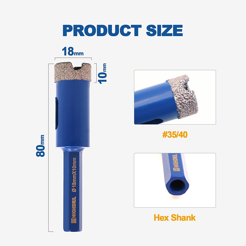 18mm Diamond Drilling Core Bits Hole Saw Cutter Drilling Ceramic Tile Marble