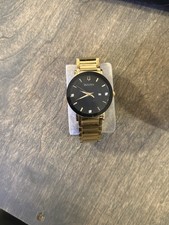 Bulova Men's Watch 97D116 Diamond Accent Black Dial Date Gold Tone Steel 42mm