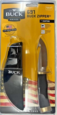 Buck 691 Zipper Fixed Blade Drop Point Guthook Knife w/ Sheath 0691BKG-C
