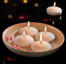 White Floating Candles 3 inch, 24 Pack Floating Candles 10 Hours Burn Clean & Un