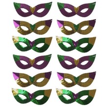 Purple, Green and Gold Sequin Mardi Gras Masks- Bulk Supply for Parties,...