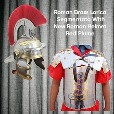 Armatura romana in ottone Lorica Segmentata con elmetto crest rosso - replica legionaria