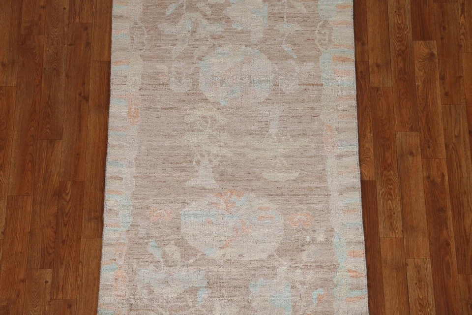 Vegetable Dye Unique Oushak Turkish Foyer Rug 3x5 Ft Hand-Knotted Transitional - Image 3 of 4