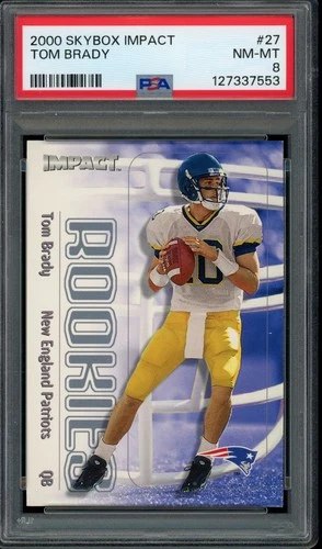 2000 Skybox Impact Tom Brady Rookie Card RC #27 PSA 8