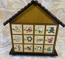 Vintage Eddie Bauer Twelve 12 Days Advent Calendar Christmas Log Cabin Cottage