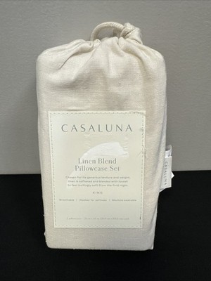 Casaluna Linen Blend Pillowcase Set King Snowfall White