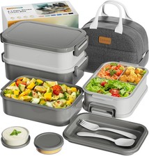 Adults Bento Box W/ Insulated Lunch Bag 74oz Capacity 3 Stackable Leak-Proof