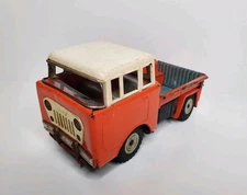 Vintage Friction Tin Jeep  by Bandai - Ultra RARE - Orange - Japan