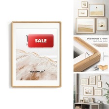 Venusmiles 18x24 Picture Frame, Solid Oak Wood Frame Mat For 16x20 Photo