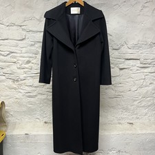 Vtg. Fleurette Loro Piana Black Wool Trench Overcoat Pea Coat Sz 10 Made In Usa