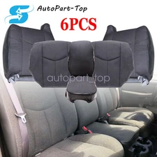New Front & Middle Bottom-Top Cloth Seat Cover Dark Gray For 2003-2007 Chevy GMC