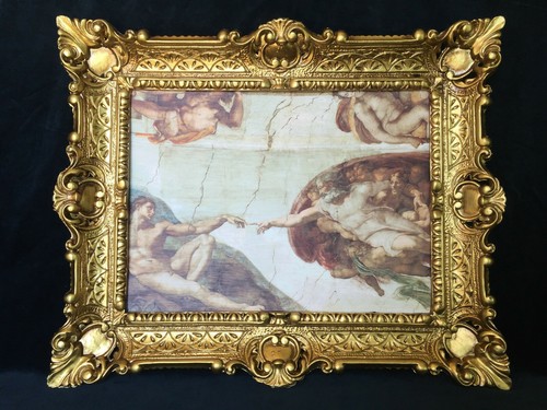 Die Erschaffung Adams Gemälde von Michelangelo 56x46 Gerahmte Gemälde - Bild 6 von 7